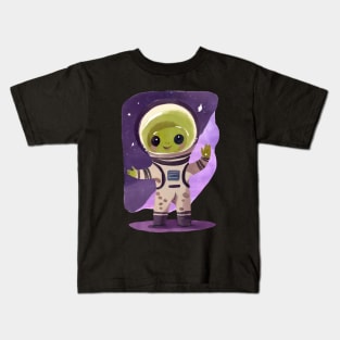 Cute Watercolor Space Alien Astronaut Kids T-Shirt